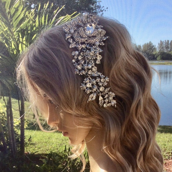 rhinestone veil headpiece
