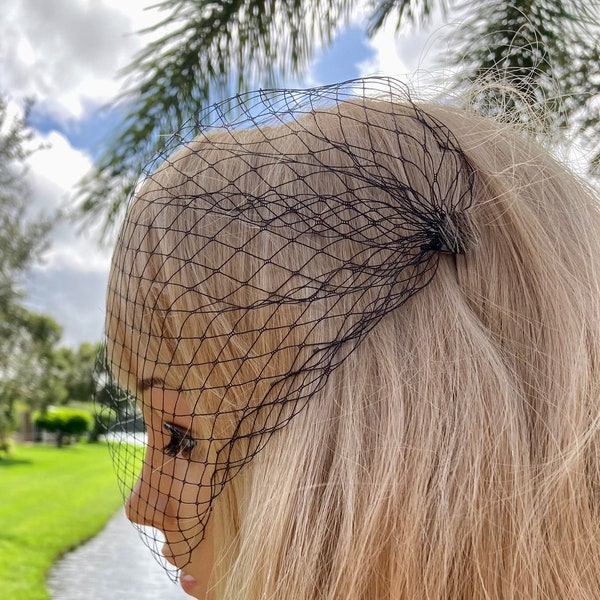 Black Wedding Veil, Black Bridal Veil, Black Birdcage Veil