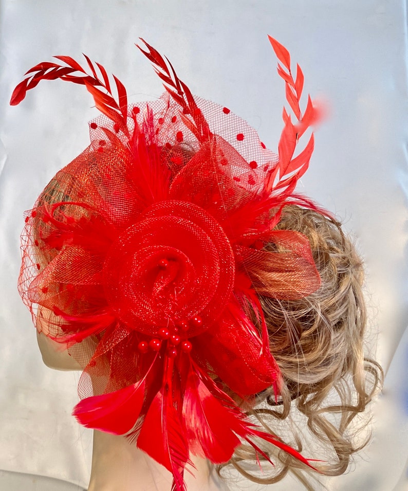 6 Colors Fascinator, Women's Tea Party Hat, Church Hat, Kentucky Derby Hat, Wedding Hat With Clip image 4