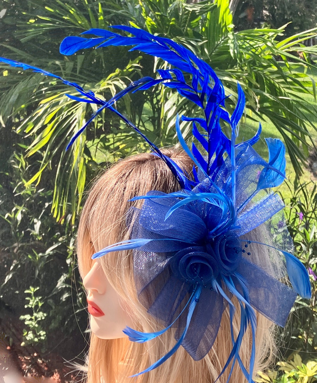 Ladies Small Fascinator Blue Fascinator Hat Pillbox Style Etsy