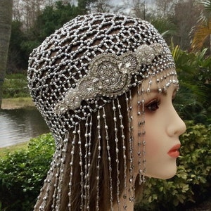 Art Deco Flapper Hat For Great Gatsby Party, 1920s Boho. Headpiece