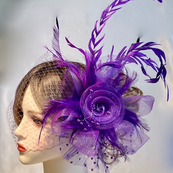 Purple Kentucky Derby Hat, Tea Party Hat, Church Hat, Wedding Hat