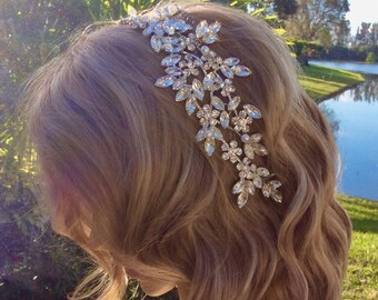 Crystal Wedding Hair Comb, Boho Bridal Hair Accessory,  Rhinestone Crystal Hair Vine, Bridal Wedding Silver Comb