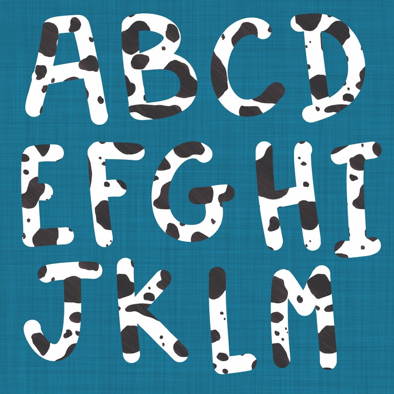 Cowhide Letters // Transparent PNG Image Files // Handdrawn Alphabet