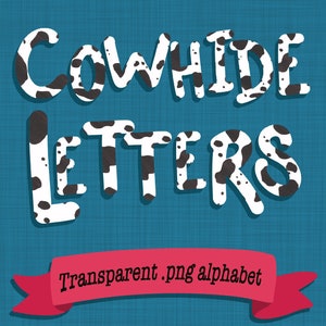 Letras de cuero de vaca // Archivos de imagen PNG transparentes // Alfabeto dibujado a mano