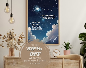 To the stars who listen, acotar, sarah j maas inspired, art print, bookish quote, boho print, booktok, acotar print DIGITAL DOWNLOAD