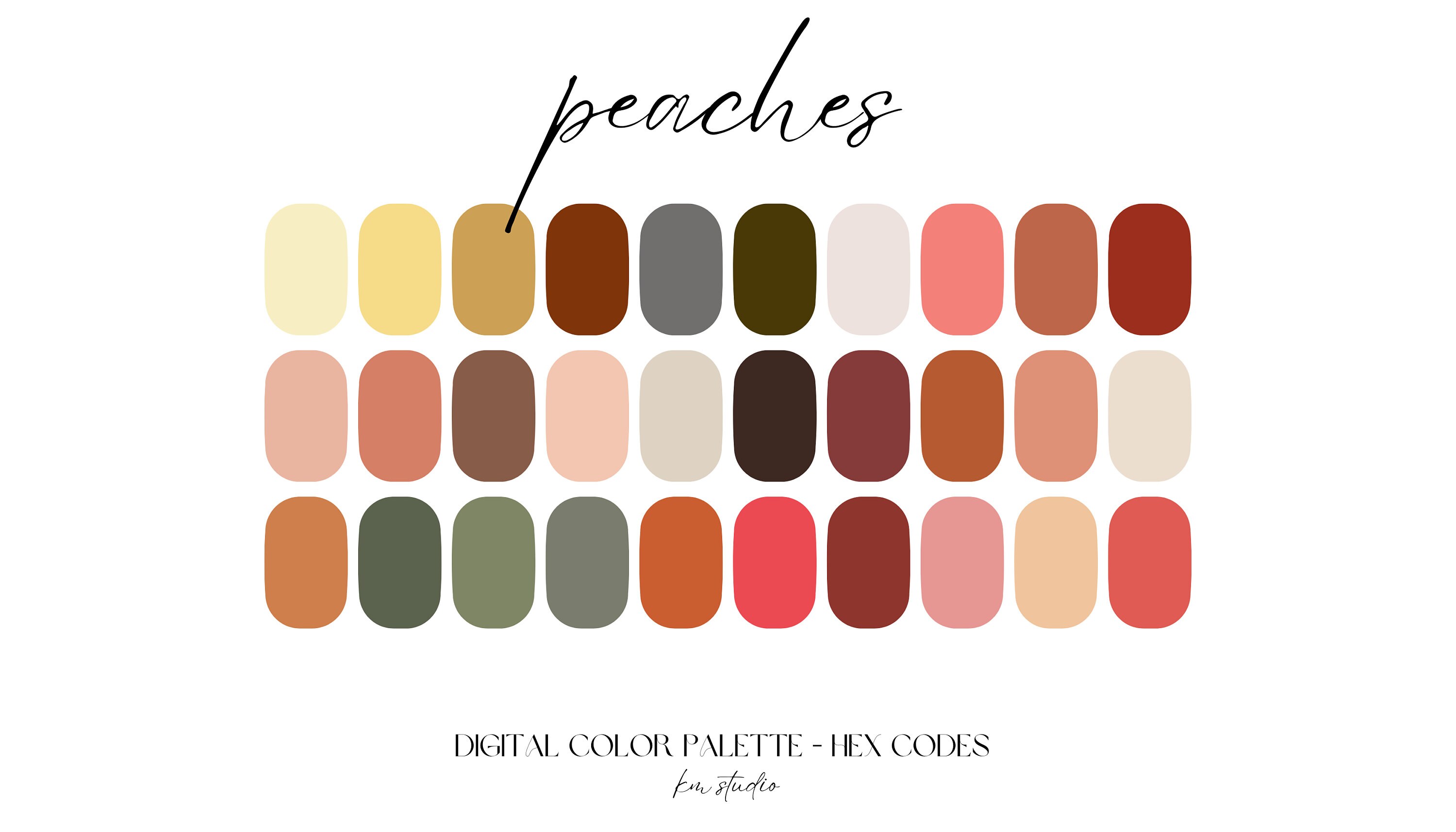 Peaches Digital Color Palette Color Chart Goodnotes Tool iPad Procreate ...