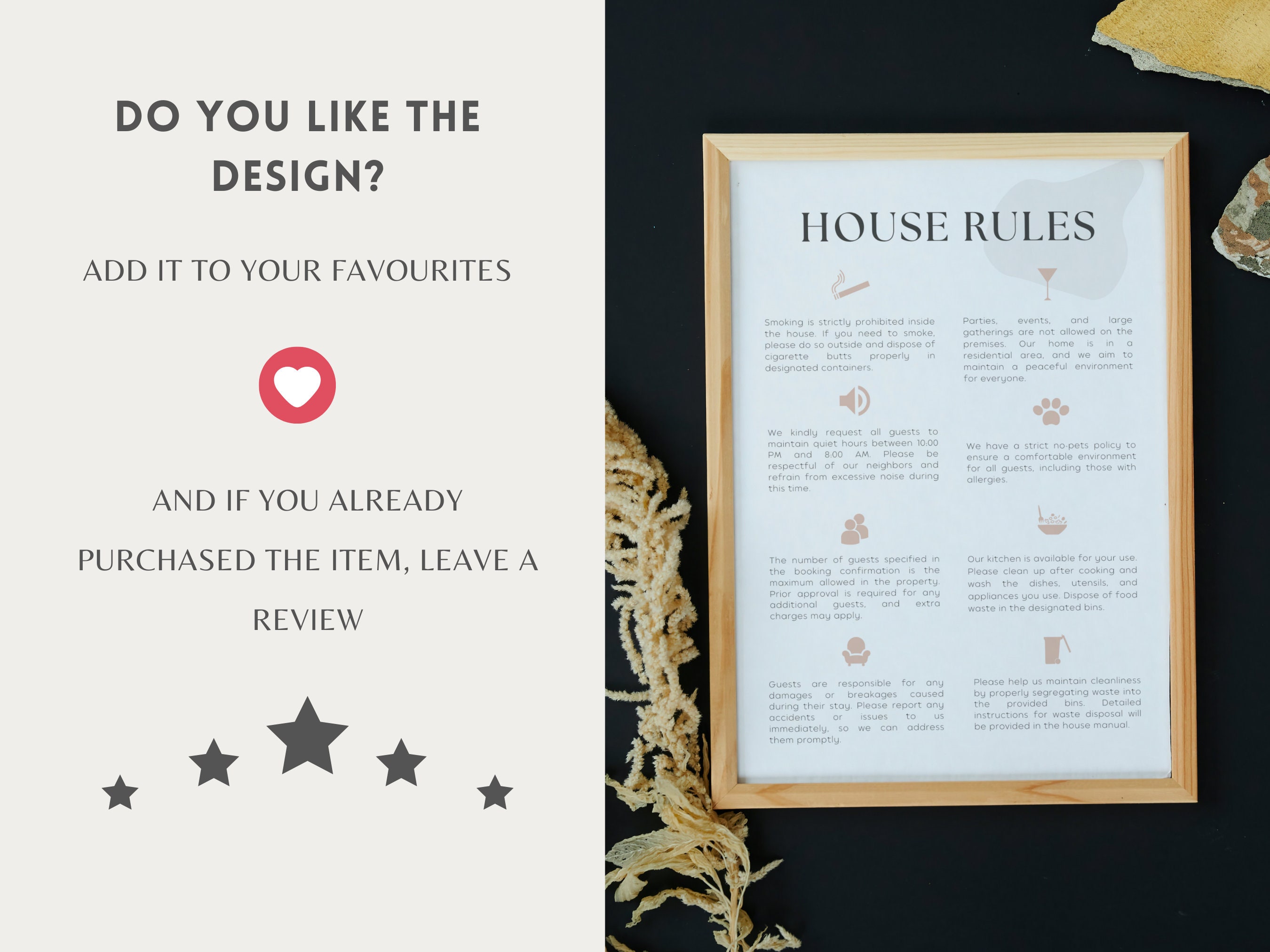 Rules Airbnb Printable Canva Template for Airbnb Hosts Essential House