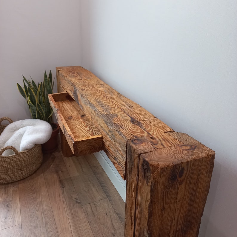 Reclaimed Wood Console Table Drawer & Dovetail Joint Etsy