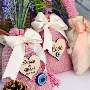 Lavender Sachets Rustic Wedding Favor - Eco Friendly Wedding Favor - Boho Bridal Shower Gift - Personalized Lavender Bag