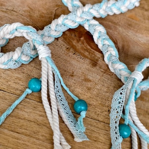 Braided  Bleu Handfasting Cord with Heart Knot – Boho Wedding Ceremony Rope – Custom Macrame Unity Cord – Celtic Ritual Accessory