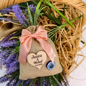 Lavender Sachets Rustic Wedding Favor - Eco Friendly Wedding Favor - Boho Bridal Shower Gift - Personalized Lavender Bag