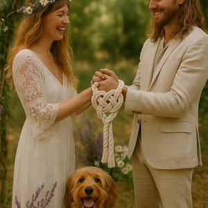 Braided Handfasting Cord with Heart Knot – Boho Wedding Ceremony Rope – Custom Macrame Unity Cord – Celtic Ritual Accessory