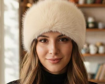 70s 80s Chinese Real Fur Winter Hat Beanie Fabric Lined  display picture 3