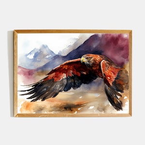 Harris Hawk flying in the mountains painting - wall art print