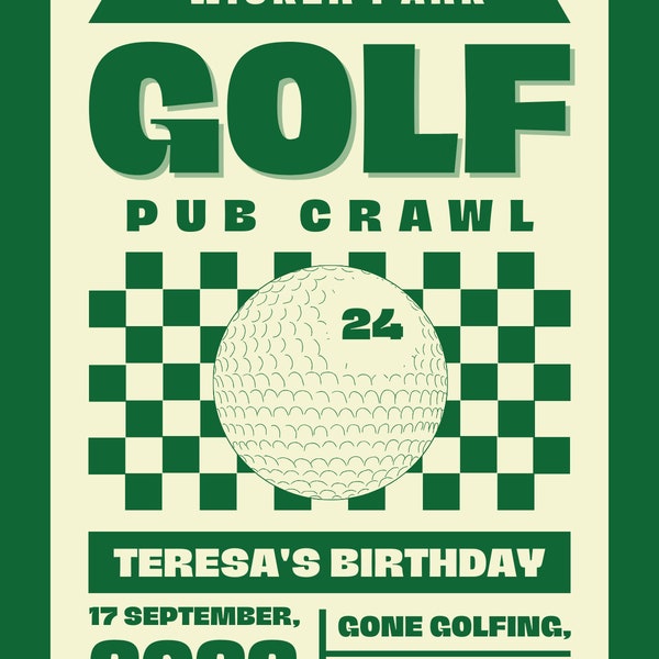 Golf Pub Crawl  | Editable Canva Template | Printable Bar Golf Scorecard | Bachelor | Birthday Party Games | Digital Customizable Templates