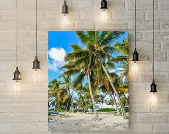 Canvasprint, kunstwerk Caribisch strand Maagdeneilanden, kunst aan de muur, decor thuiskantoor, poster tropisch landschap