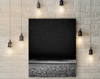 Impression sur toile, Nuit étoilée sur l'océan, décoration d'art murale, décoration d'intérieur, cadeau pour amateur d'art, impression mate, toile tendue, photographie de nuit