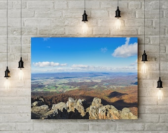 Impression sur toile d'horizon d'automne de la vallée de Shenandoah, photographie de paysage