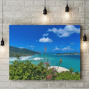 Canvas Art, Virgin Islands Beach Cove Paradise, Stretched Matte Wall Decor - Tropical Ocean Sunset, Island Vibes, Coastal Home Decor, Island