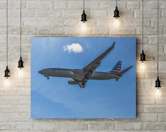 Impression sur toile American Airlines : oeuvre d'art murale passionné d'aviation