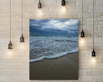 Canvasprint, stormy Outer Banks Beach Wall Art Decor, kustlandschapsfotografie, oceaangolven poster, zeegezicht foto, strandhuis