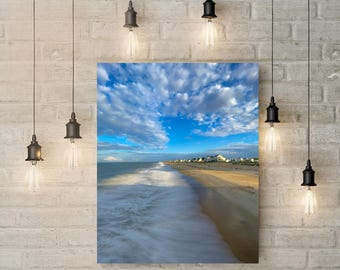 Canvasafdruk, Lazy Beach Day OBX, Outer Banks, kunst aan de muur, decoratie, decoratie kust, huisdecor kust, cadeau strandhuis, poster oceaan sfeer