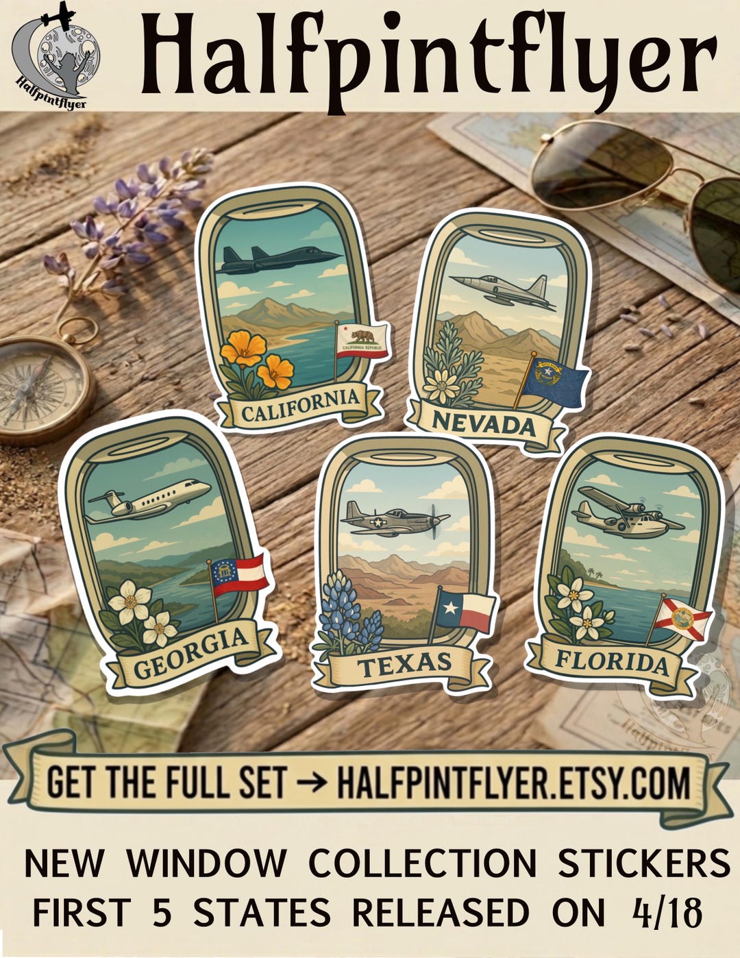 Window Sticker State Airplane Window Collection Stickers - All 50 States | Vintage Travel ...