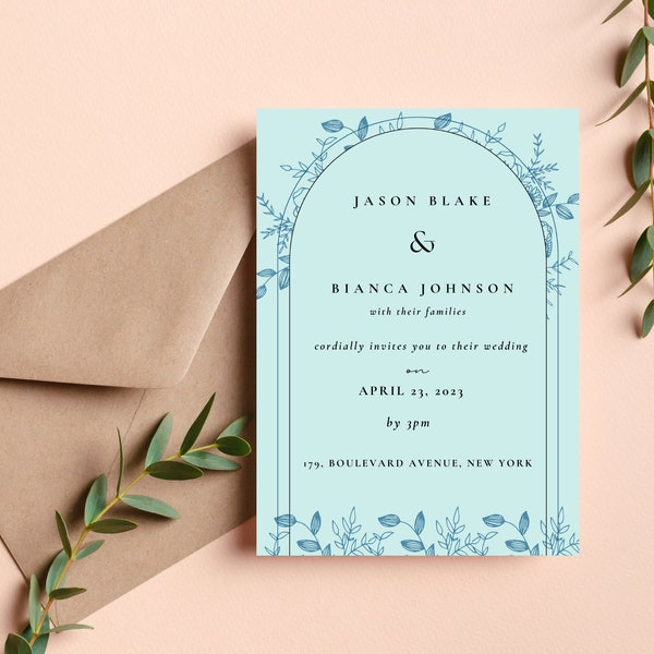 Modern mint Wedding Invitation Template, Mint green wedding, Editable, Downloadable, Printable, Instant download