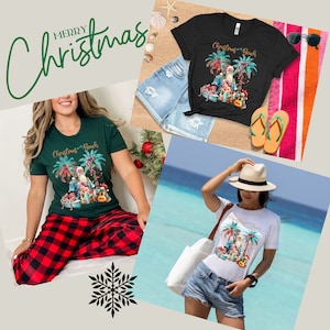 Tropical Christmas Shirt, Beach Xmas Shirt, Hawaii Christmas Matching Family Tee, Santa Palm Tree Shirt, Holiday Gift Idea