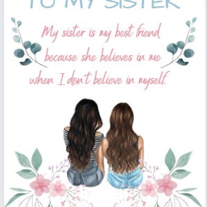 AN MEINE SCHWESTER png-Datei. Für Geburtstagskartendruck. Alles Liebe zu deiner Schwester!