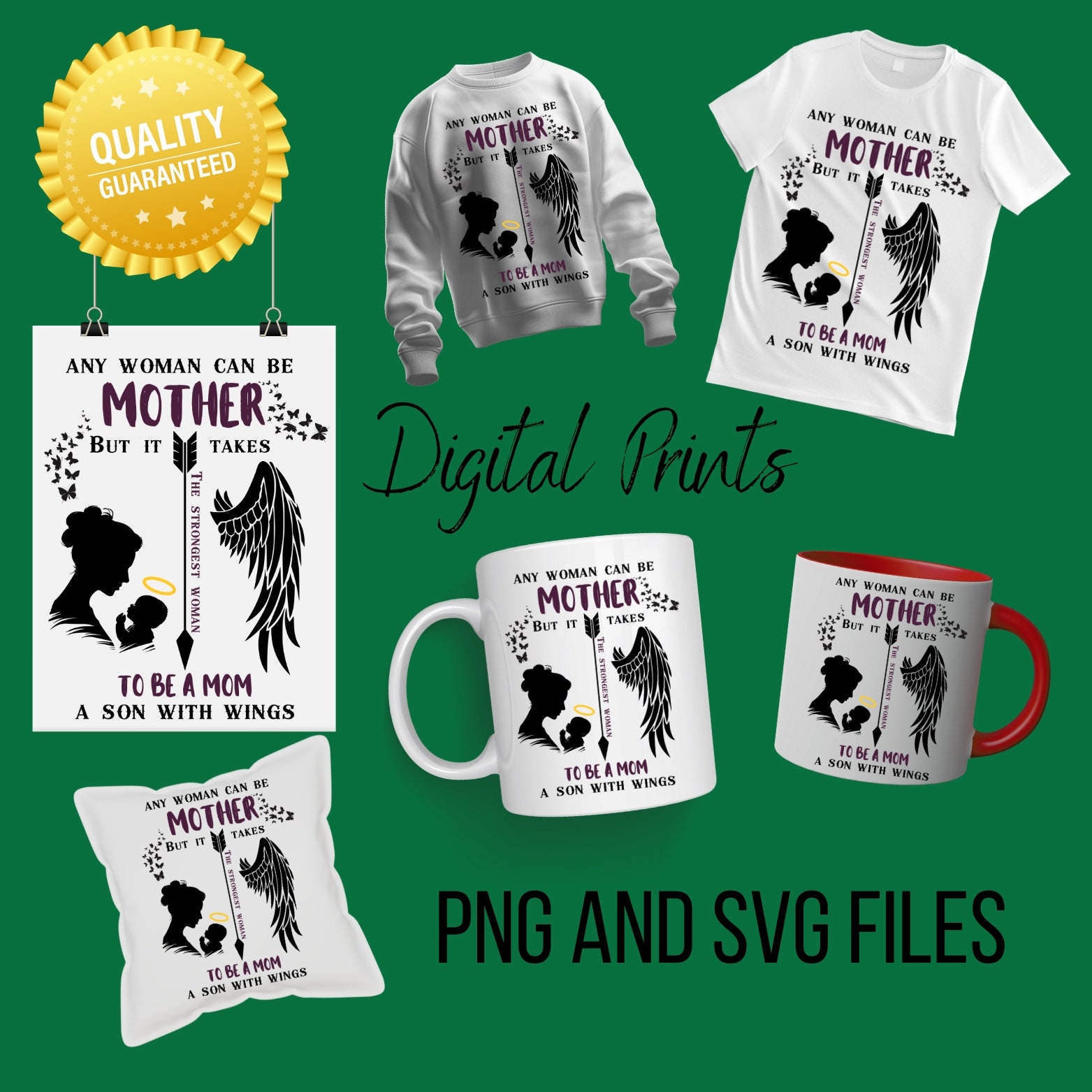 Mom of A Son With Wings, Mother and Son PNG and SVG, Digital File, Png ...