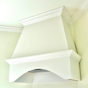 Custom Handcrafted 36&quot; Wood Range Hood, PRIMED Ready to Paint, Stove Hood, Vent Hood, Tapered Design, Modern Farmhouse, Shipping NOT FREE