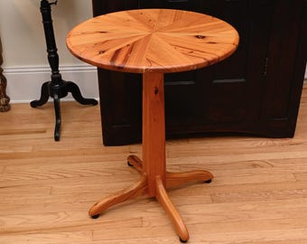 Handcrafted Solid Wood Small Round Table, Made from Reclaimed Lumber, 24-inches (SHIPPING NOT FREE)