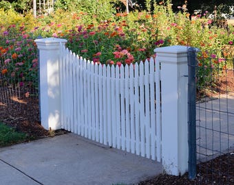 Premium Handcrafted Short Cypress Wood Garden Gate with Pickets, 6-feet Double Outdoor Gate
