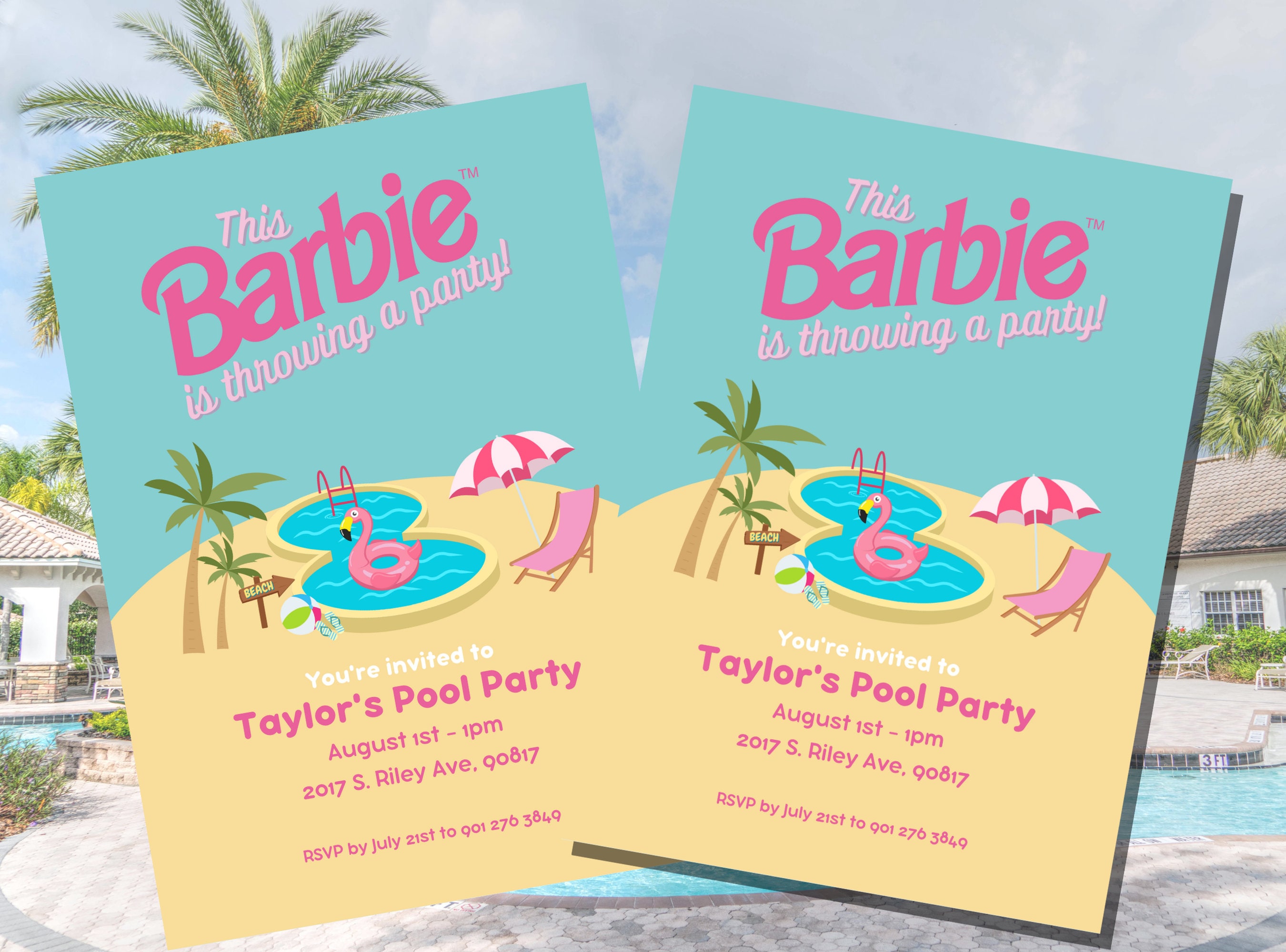 Barbie Party Invitation // Barbie Pool Party // Simple Etsy Canada