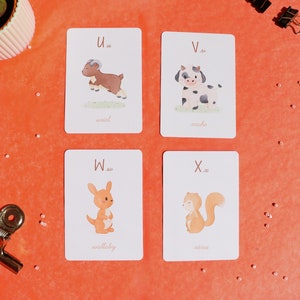 Cartes apprentissage de l'alphabet, abécédaire sur le thème des animaux illustrés image 8