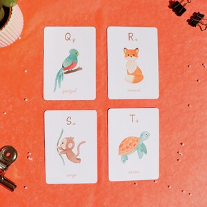 Cartes apprentissage de l'alphabet, abécédaire sur le thème des animaux illustrés image 7