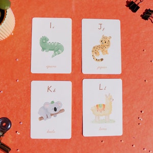 Cartes apprentissage de l'alphabet, abécédaire sur le thème des animaux illustrés image 6