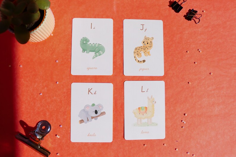 Cartes apprentissage de l'alphabet, abécédaire sur le thème des animaux illustrés image 6