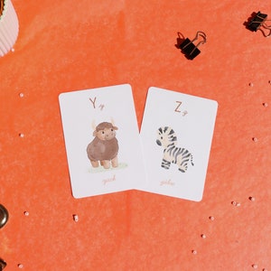 Cartes apprentissage de l'alphabet, abécédaire sur le thème des animaux illustrés image 9