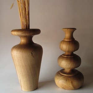 0019 Moroccan walnut wood vases