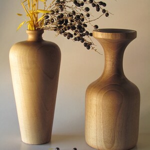0024 Moroccan walnut wood vases