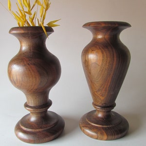 0020 Moroccan walnut wood vases