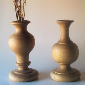 0025 Moroccan walnut wood vases