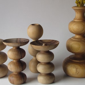 0047 Moroccan walnut wood candlestick;vase