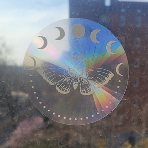 Moth Sun Catcher, Celestial Aesthetic Suncatcher, Witchy Decals