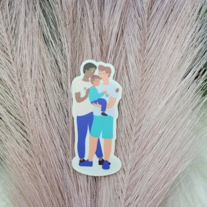 Etiqueta engomada de dos papás, nuevos papás del mismo sexo, familia LGBTQIA, victorias de amor, etiqueta engomada del orgullo, etiqueta impermeable, etiqueta engomada del día del padre, etiqueta engomada de la familia