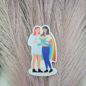 Pegatina de dos mamás, nuevas mamás del mismo sexo, familia LGBTQIA, victorias de amor, pegatina de orgullo, calcomanía impermeable, pegatina del día de la madre, pegatina familiar