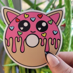 Cute Cat Sticker, Funny Cat Sticker, Donut Sticker, Bookish Sticker, Kitty Decal, Vinyl Sticker, Hydroflask Sticker, Kawaii Stationery